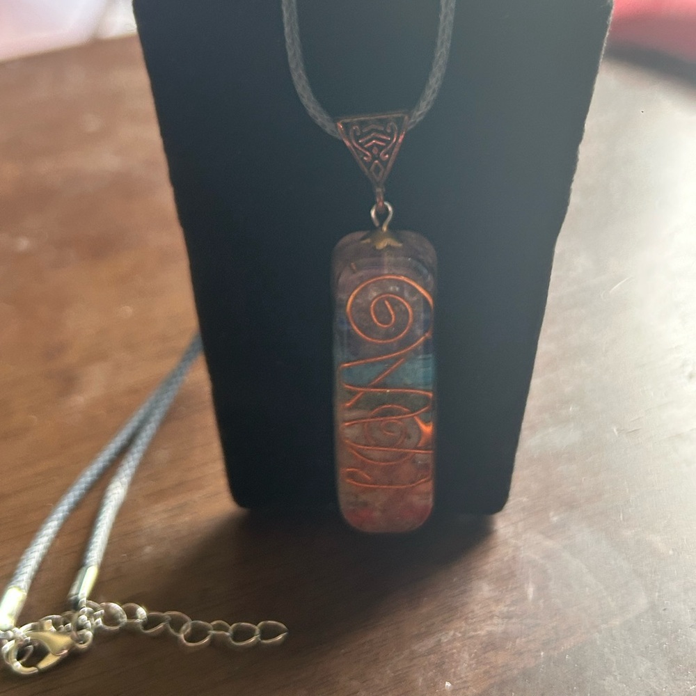 Elegant Copper Wire Wrapped Pendant Necklace